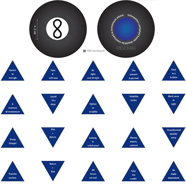 The Phrases lettering on the dice of magic 8 ball can be Phrases,messages Or Symbols